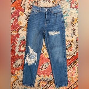 ASOS Women's Blue Distressed Jeans by Topshop